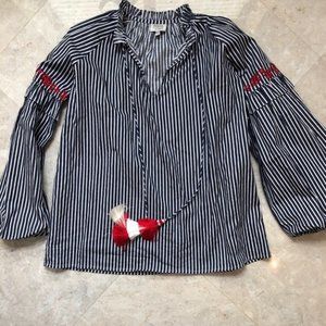 Hemant and Nandita Striped Embroidered Top